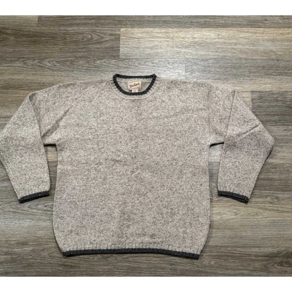 Vintage Woolrich Sweater Men's Large Wool Nylon Tan Marled 70s Oatmeal Knitted